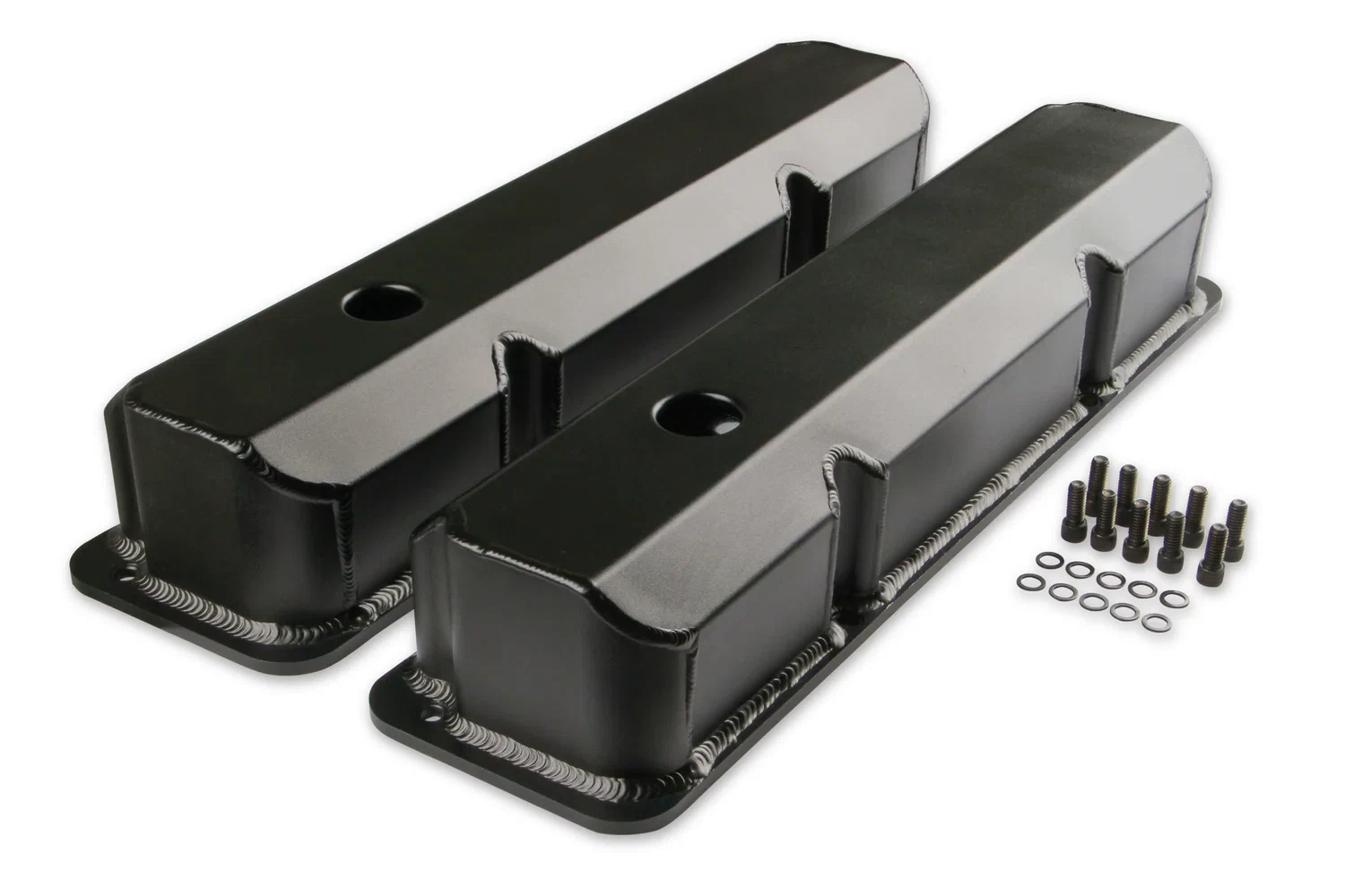 Mr. Gasket Fabricated Aluminum Valve Covers - Black Finish - 6876BG